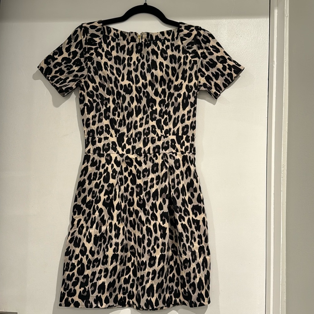 French Connection Black Simba Leopard Mini Sheath Dress in Size 0